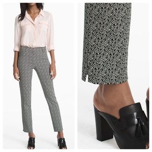 WHBM Slim Ankle Pants Black White Print Career 2